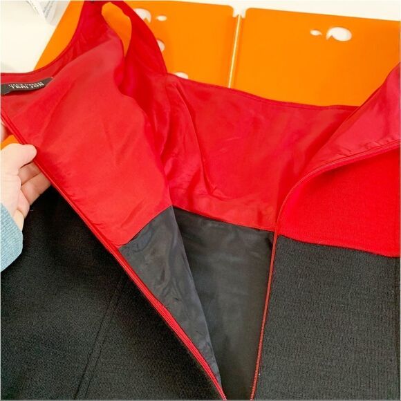 Ricki Freeman for Teri Jon Red/Black Wool Color Block Wool Sheath Career Dress - Picture 9 of 12